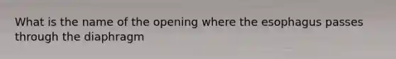 What is the name of the opening where the esophagus passes through the diaphragm