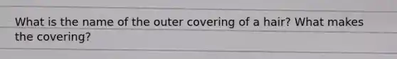 What is the name of the outer covering of a hair? What makes the covering?