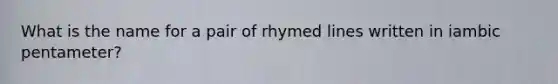 What is the name for a pair of rhymed lines written in iambic pentameter?