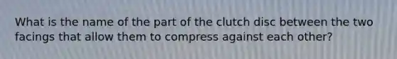 What is the name of the part of the clutch disc between the two facings that allow them to compress against each other?