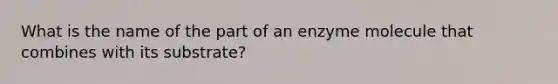 What is the name of the part of an enzyme molecule that combines with its substrate?