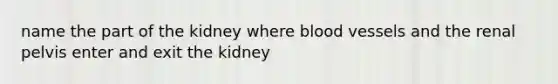 name the part of the kidney where blood vessels and the renal pelvis enter and exit the kidney