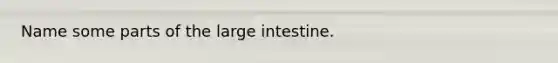 Name some parts of the large intestine.