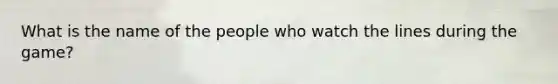 What is the name of the people who watch the lines during the game?