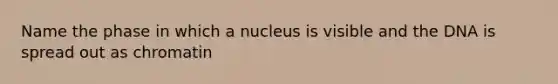 Name the phase in which a nucleus is visible and the DNA is spread out as chromatin