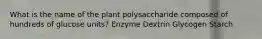 What is the name of the plant polysaccharide composed of hundreds of glucose units? Enzyme Dextrin Glycogen Starch