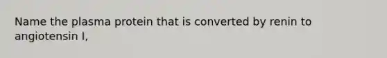 Name the plasma protein that is converted by renin to angiotensin I,