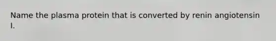 Name the plasma protein that is converted by renin angiotensin I.