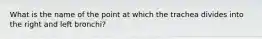 What is the name of the point at which the trachea divides into the right and left bronchi?