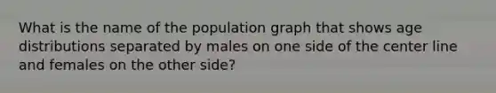 What is the name of the population graph that shows age distributions separated by males on one side of the center line and females on the other side?