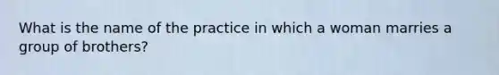 What is the name of the practice in which a woman marries a group of brothers?