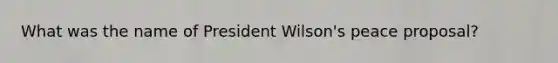 What was the name of President Wilson's peace proposal?