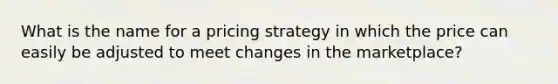 What is the name for a pricing strategy in which the price can easily be adjusted to meet changes in the marketplace?