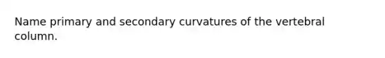 Name primary and secondary curvatures of the vertebral column.