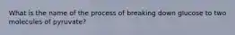 What is the name of the process of breaking down glucose to two molecules of pyruvate?