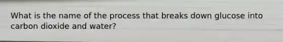 What is the name of the process that breaks down glucose into carbon dioxide and water?