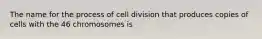 The name for the process of cell division that produces copies of cells with the 46 chromosomes is