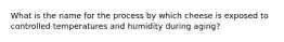 What is the name for the process by which cheese is exposed to controlled temperatures and humidity during aging?