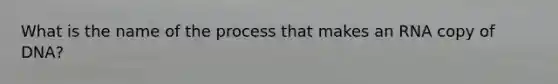 What is the name of the process that makes an RNA copy of DNA?