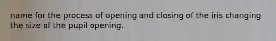 name for the process of opening and closing of the iris changing the size of the pupil opening.