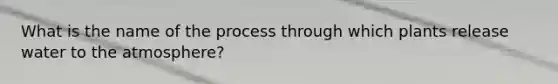 What is the name of the process through which plants release water to the atmosphere?