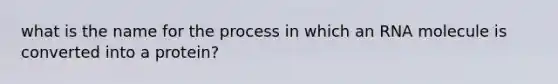 what is the name for the process in which an RNA molecule is converted into a protein?