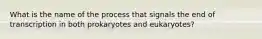 What is the name of the process that signals the end of transcription in both prokaryotes and eukaryotes?