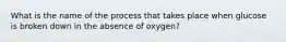 What is the name of the process that takes place when glucose is broken down in the absence of oxygen?