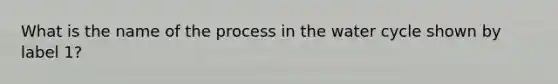 What is the name of the process in the water cycle shown by label 1?