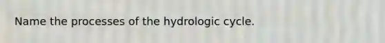 Name the processes of the hydrologic cycle.