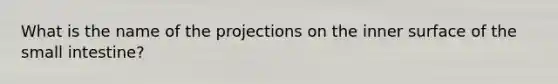 What is the name of the projections on the inner surface of the small intestine?