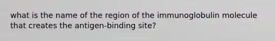 what is the name of the region of the immunoglobulin molecule that creates the antigen-binding site?