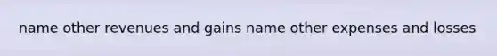 name other revenues and gains name other expenses and losses