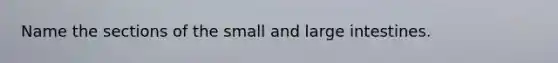 Name the sections of the small and large intestines.