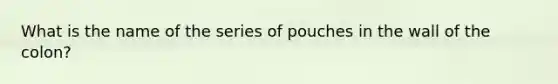 What is the name of the series of pouches in the wall of the colon?