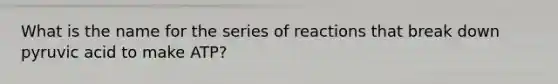 What is the name for the series of reactions that break down pyruvic acid to make ATP?