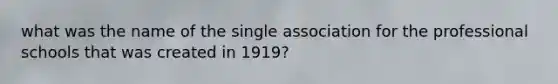 what was the name of the single association for the professional schools that was created in 1919?