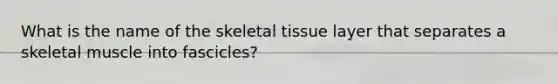 What is the name of the skeletal tissue layer that separates a skeletal muscle into fascicles?