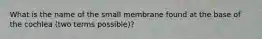 What is the name of the small membrane found at the base of the cochlea (two terms possible)?