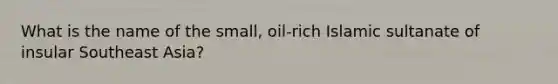 What is the name of the small, oil-rich Islamic sultanate of insular Southeast Asia?