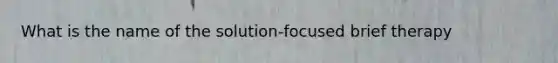 What is the name of the solution-focused brief therapy