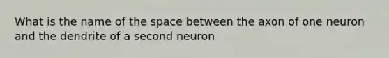 What is the name of the space between the axon of one neuron and the dendrite of a second neuron