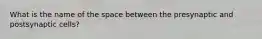 What is the name of the space between the presynaptic and postsynaptic cells?