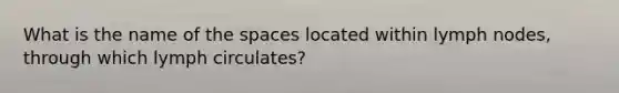 What is the name of <a href='https://www.questionai.com/knowledge/k0Lyloclid-the-space' class='anchor-knowledge'>the space</a>s located within lymph nodes, through which lymph circulates?