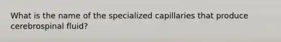 What is the name of the specialized capillaries that produce cerebrospinal fluid?