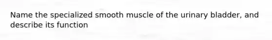 Name the specialized smooth muscle of the urinary bladder, and describe its function