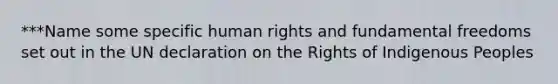 ***Name some specific human rights and fundamental freedoms set out in the UN declaration on the Rights of Indigenous Peoples