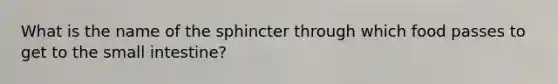 What is the name of the sphincter through which food passes to get to the small intestine?