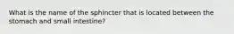 What is the name of the sphincter that is located between the stomach and small intestine?