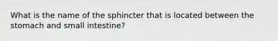 What is the name of the sphincter that is located between the stomach and small intestine?